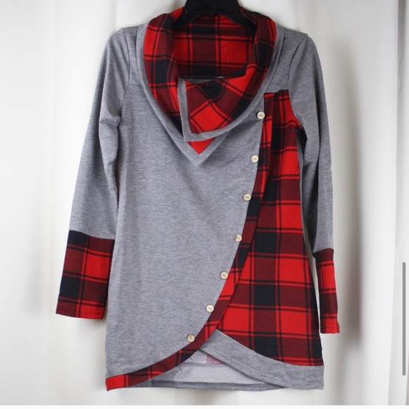 New! Clearance buffalo Plaid Heather Grey Tunic - Picture 7 of 8